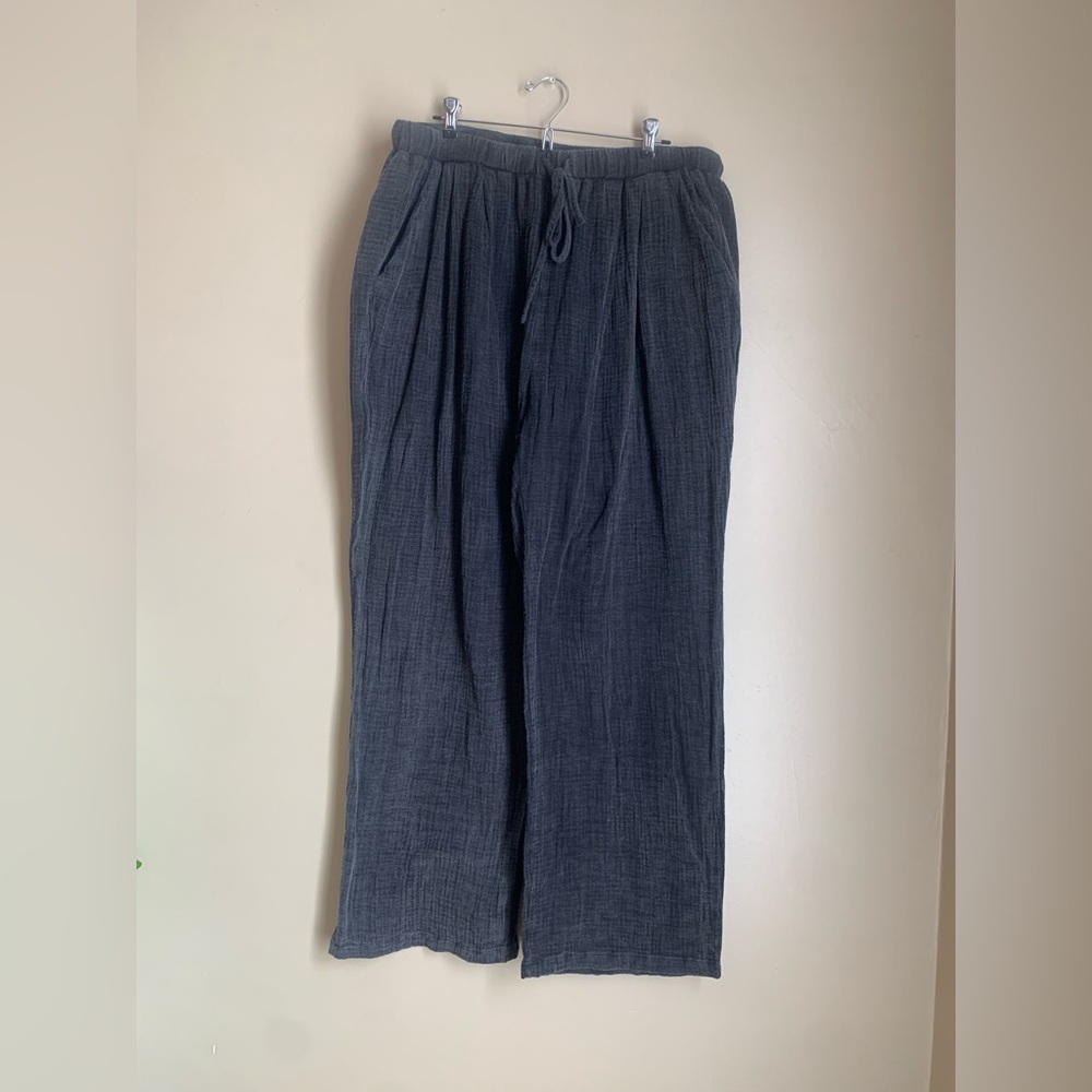 HEYSON Wide Leg Pants Black Gauzy Drawstring Elastic Waist 2XL